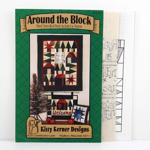 Vintage Quilting Patterns, Around the Block, Wallhanging, Pillow Pattern - Picture 1 of 3